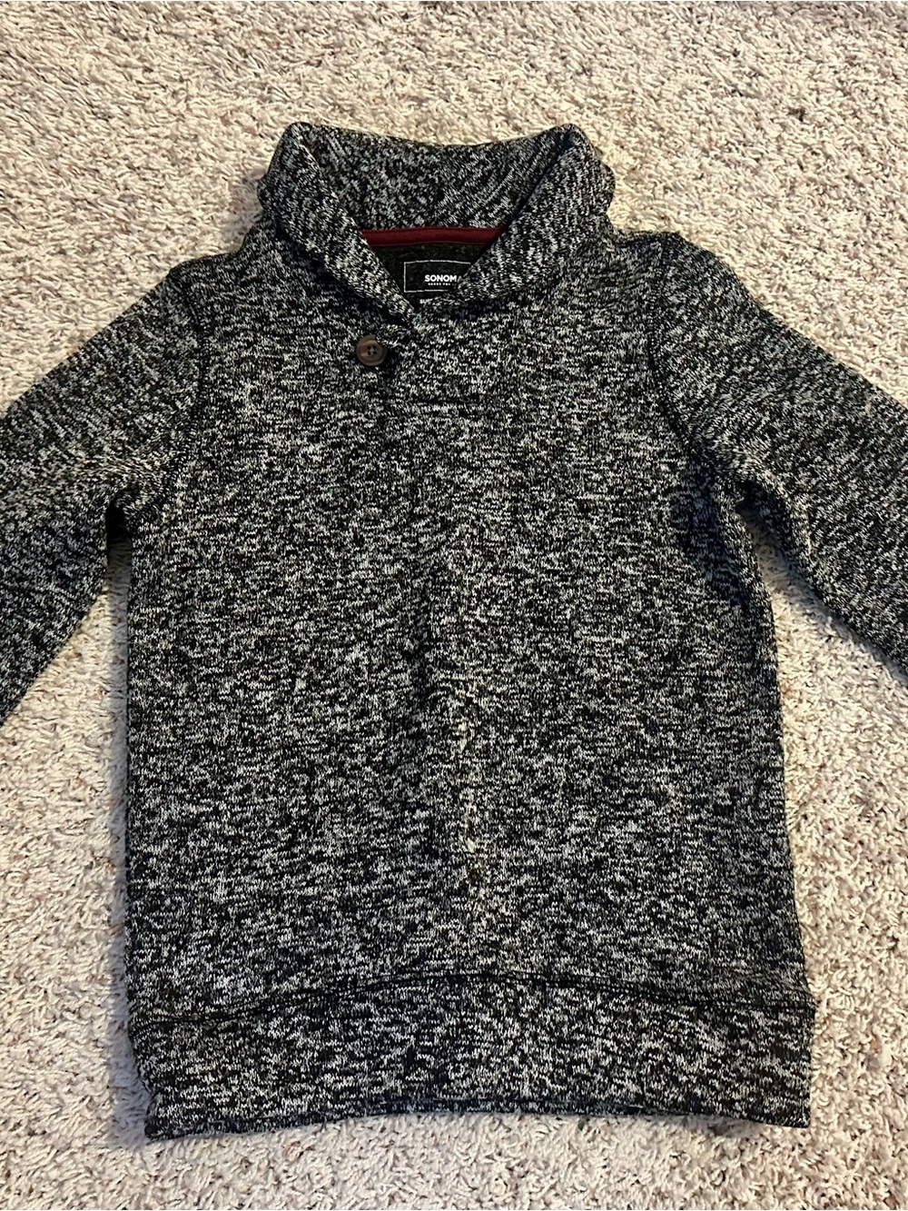 Sonoma Black & White Marled Shawl Collar Sweater - boys
